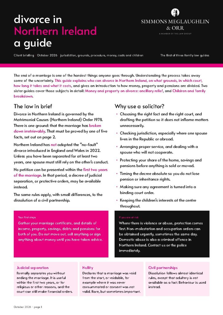 Divorce in Northern Ireland cover