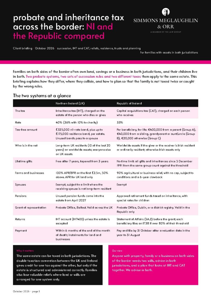 Probate and Inheritance Tax Across the Border cover